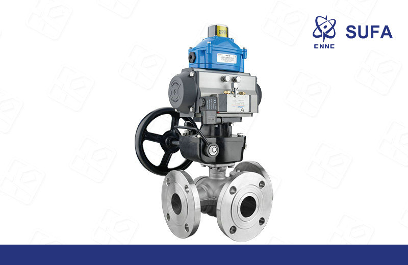 气动三通法兰球阀